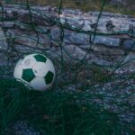white and green soccer ball