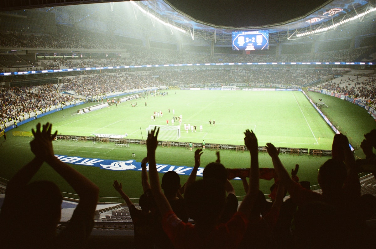 A crowd of people at a soccer game