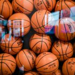brown Spalding basketball lot