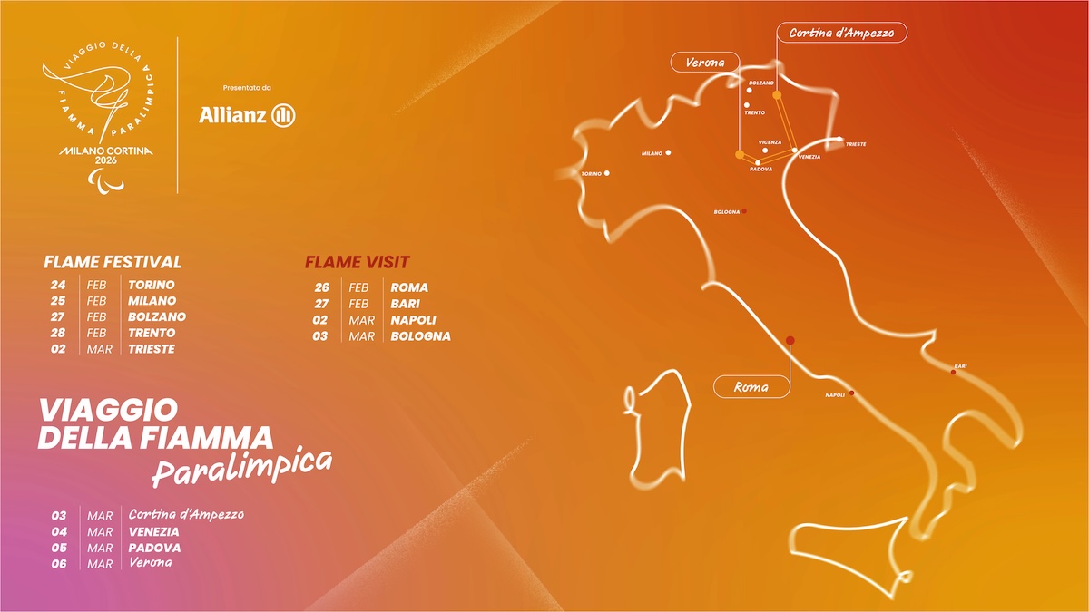 Mappa del percorso della Fiamma Paralimpica