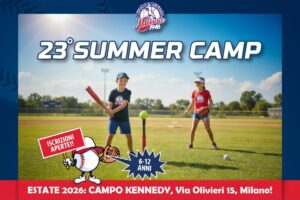 Summer camp baseball Milano 1946: iscrizioni aperte per l’estate 2026