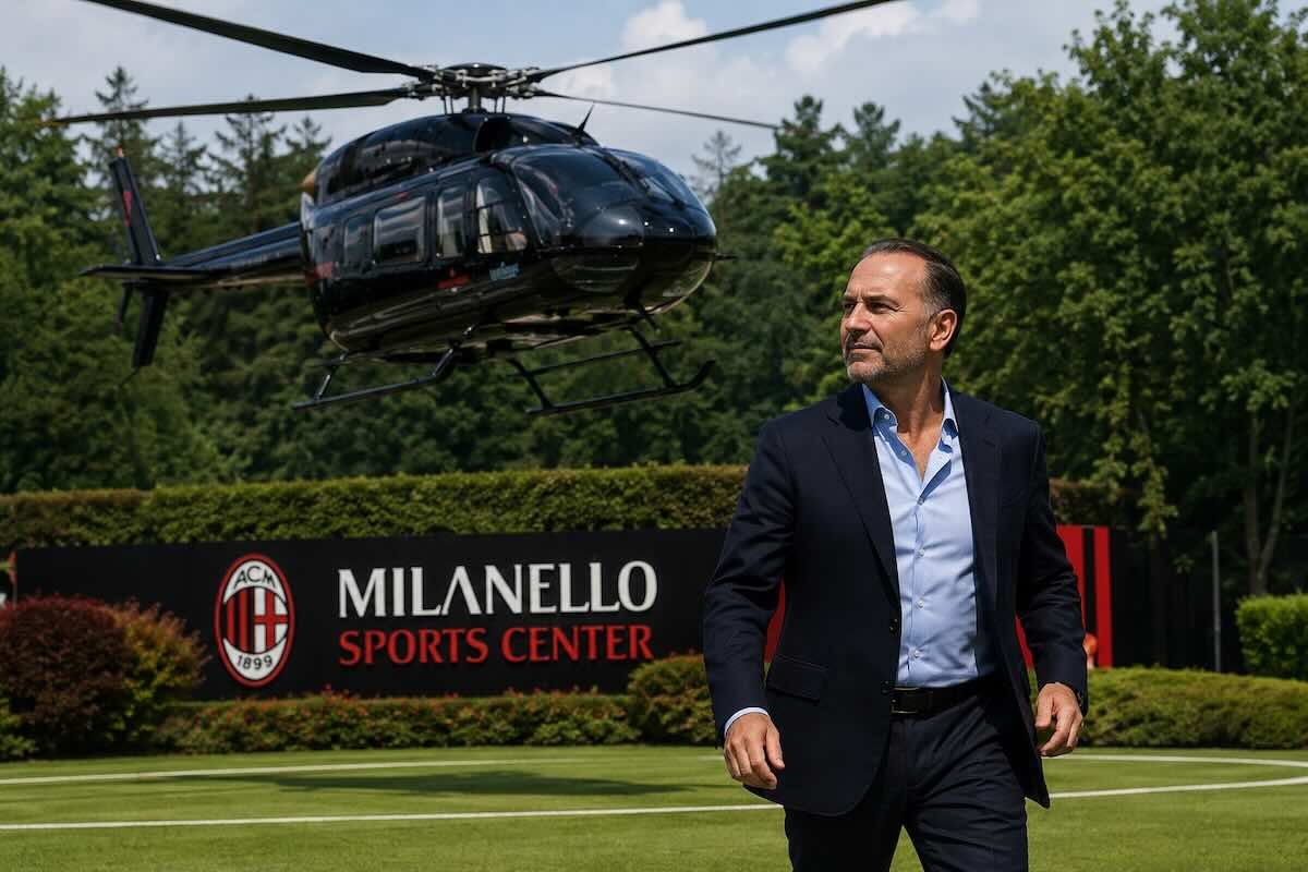 Gerry Cardinale arriva in elicottero a Milanello per il raduno del Milan