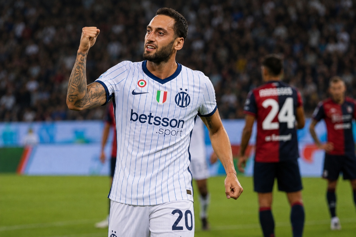 Cagliari-Inter 0-1, decide Calhanoglu - (immagine generata con IA)