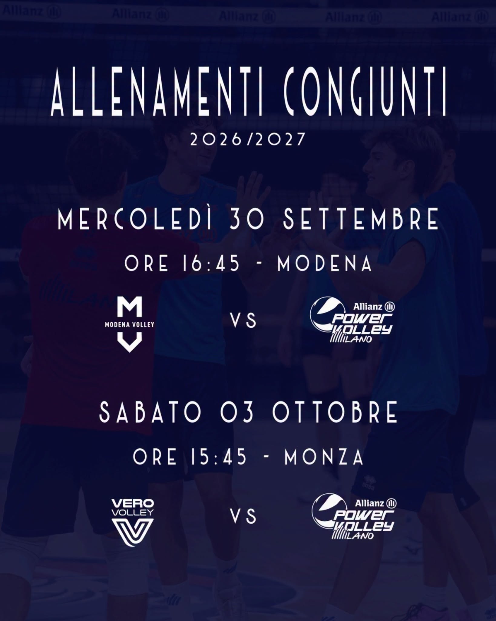 Allianz Milano, primi test match: mercoledì a Modena, sabato derby a Monza